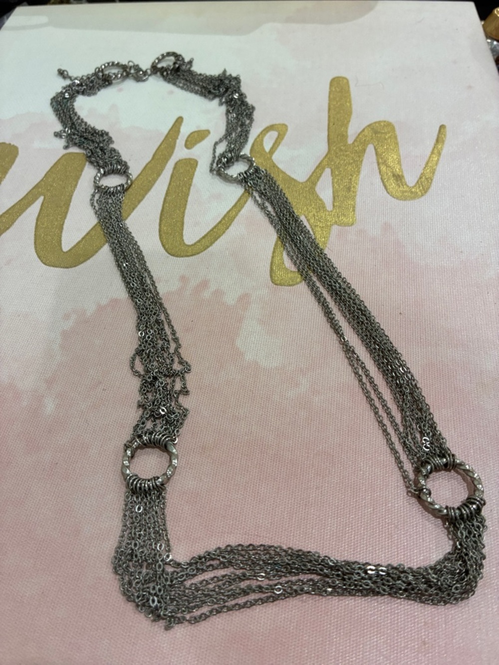Silver Multi-Strand Ring Link Necklace - Women Jewelry